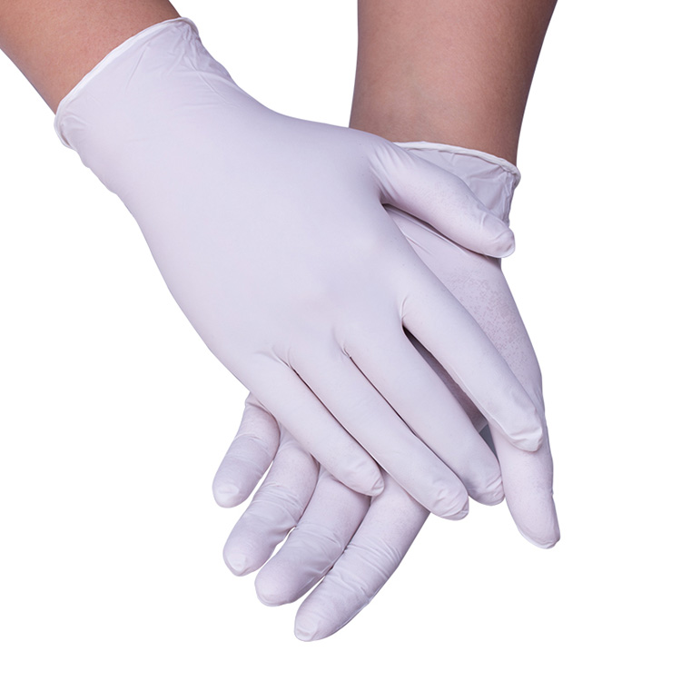 Mănuși medicale albe de nitril, de unică folosință, fără pudră